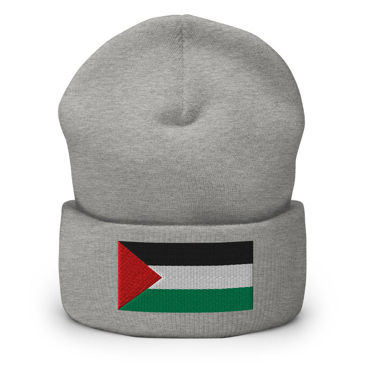 Palestine Flag - Cuffed Beanie, Cuffed Beanie Heather Grey