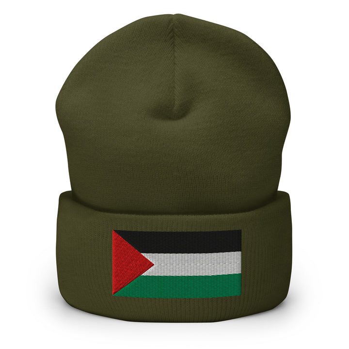 Palestine Flag - Cuffed Beanie, Cuffed Beanie Olive