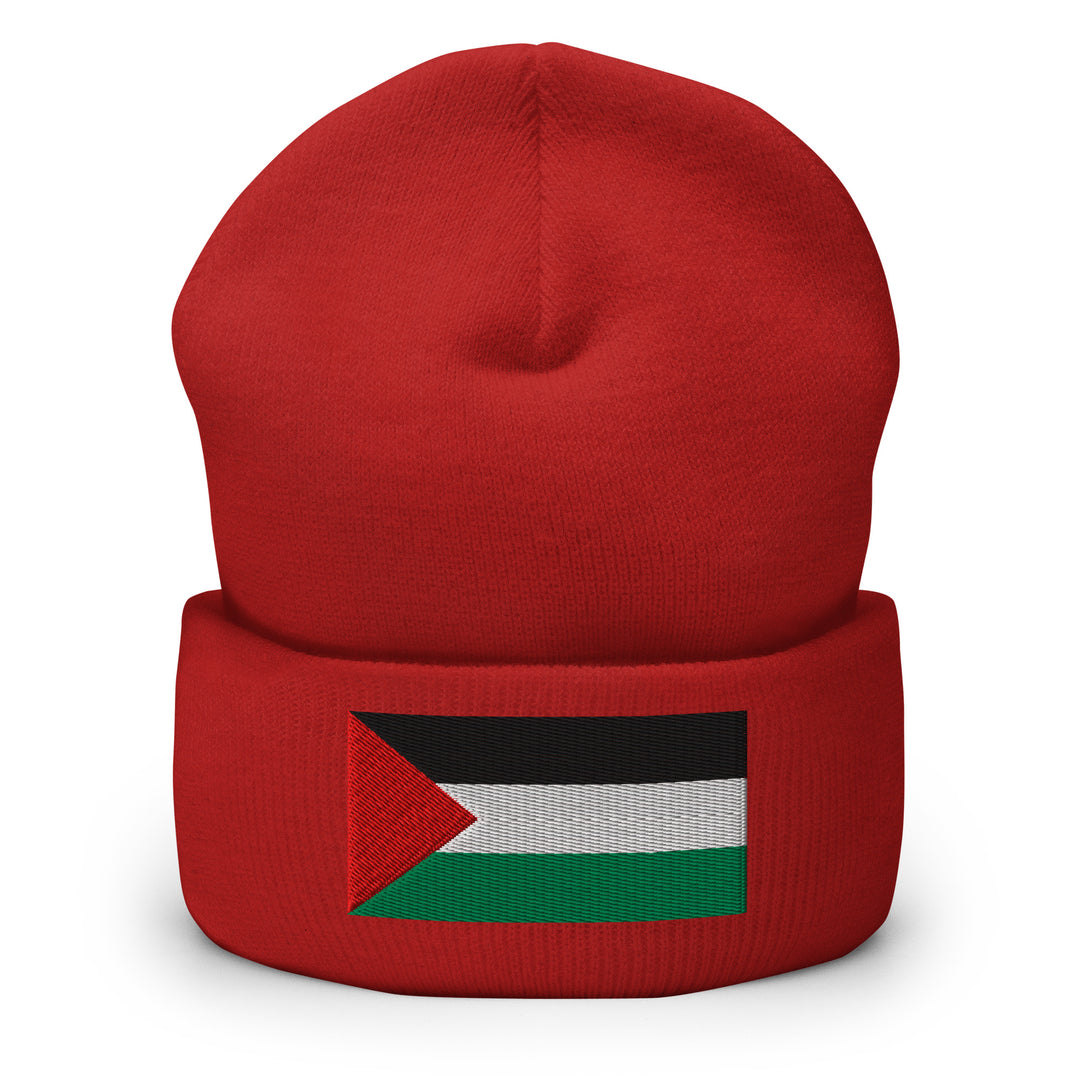 Palestine Flag - Cuffed Beanie, Cuffed Beanie Red