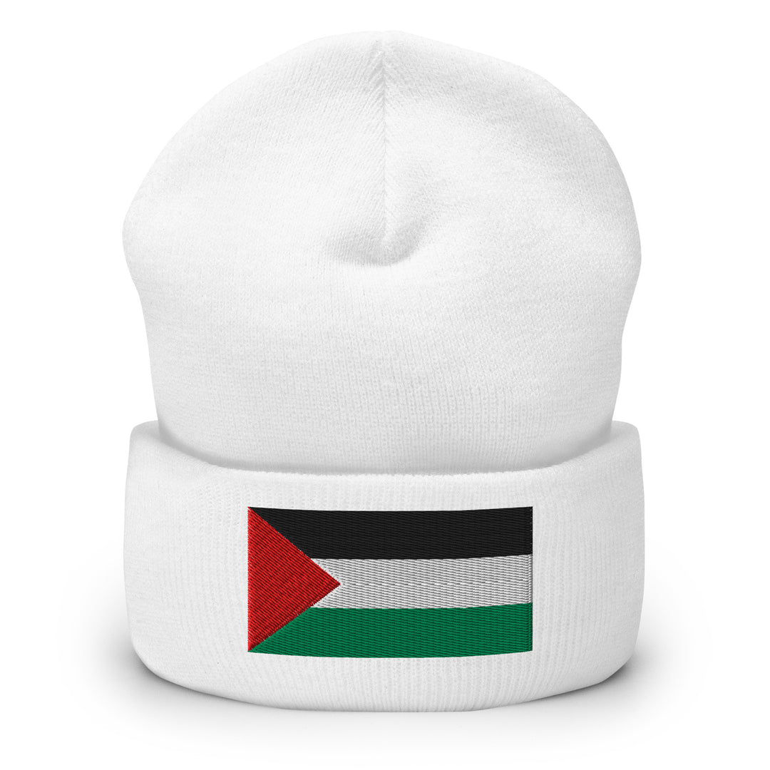 Palestine Flag - Cuffed Beanie, Cuffed Beanie White