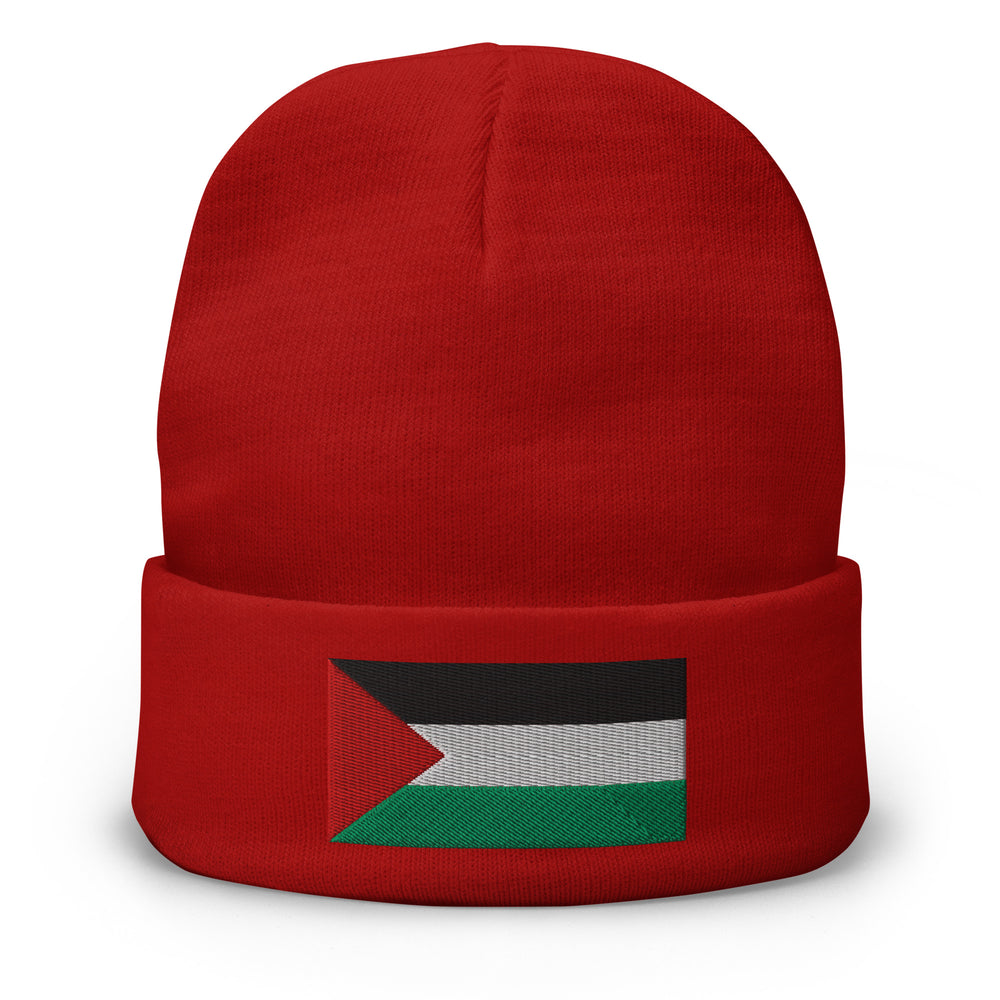 Palestine Flag - Embroidered Beanie, Knit Beanie Red