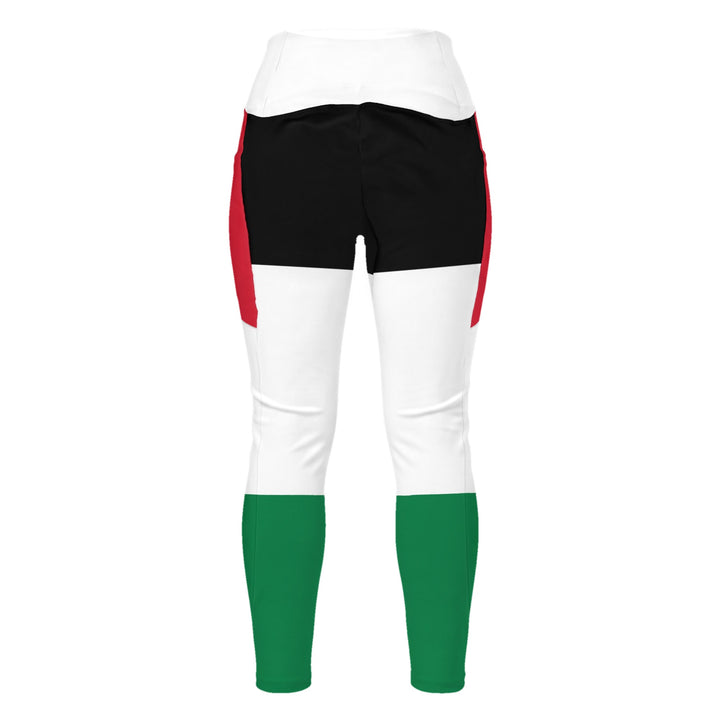 Palestine Flag - Leggings with Pockets, Recycled Leggings With Pockets White