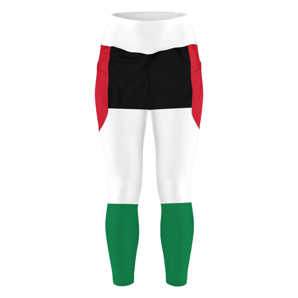 Palestine Flag - Leggings with Pockets, Recycled Leggings With Pockets White