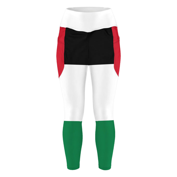 Palestine Flag - Leggings with Pockets, Recycled Leggings With Pockets White