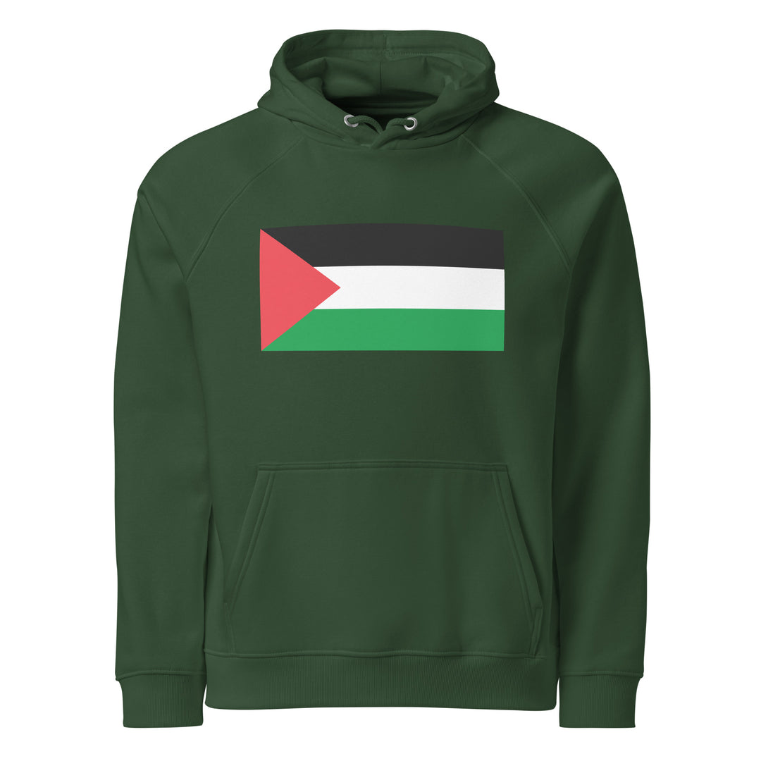 Palestine Flag  - Men’s Eco Raglan Hoodie, Eco Raglan Hoodie Bottle Green