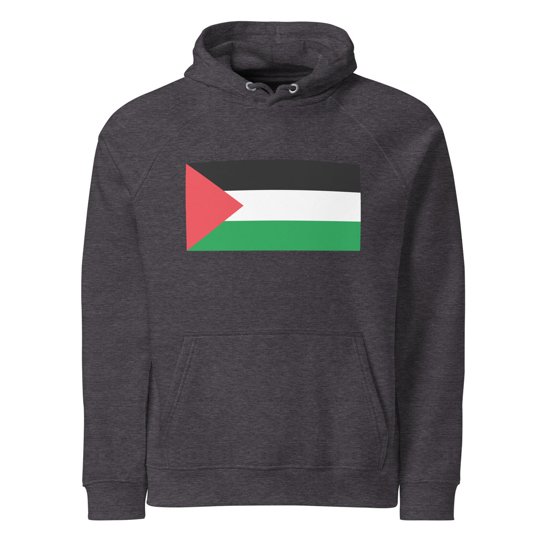 Palestine Flag  - Men’s Eco Raglan Hoodie, Eco Raglan Hoodie Charcoal Melange