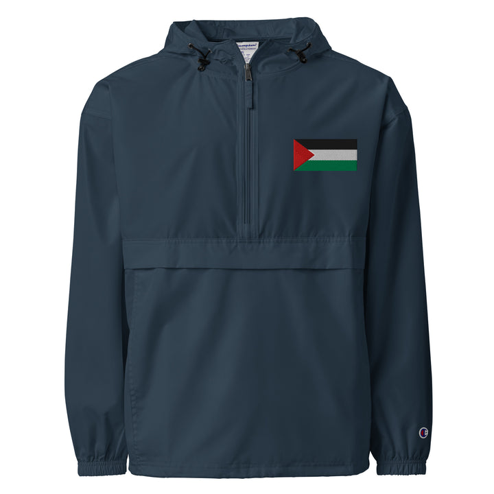 Palestine Flag - Men’s Embroidered Champion Packable Jacket, Embroidered Champion Packable Jacket Navy