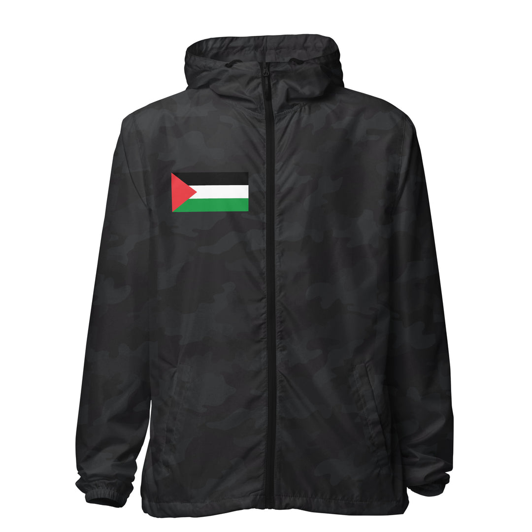 Palestine Flag - Men’s Lightweight Zip-Up Windbreaker, Lightweight Zip Up Windbreaker Black Camo