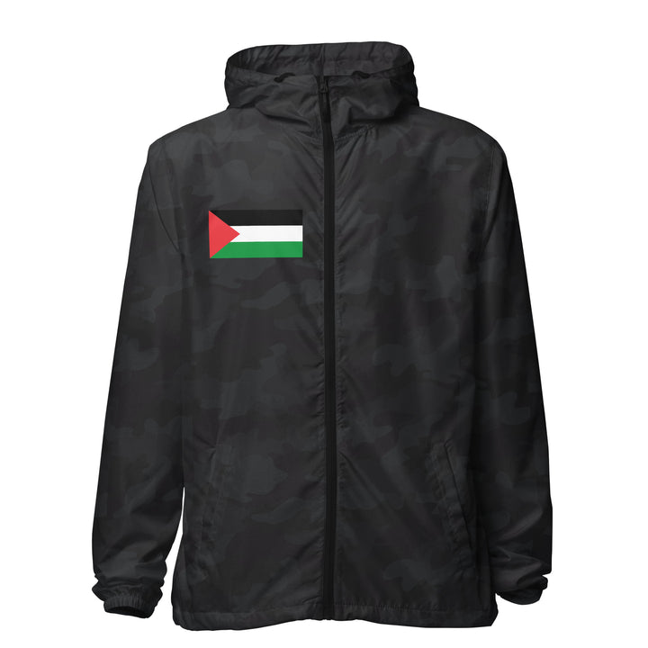 Palestine Flag - Men’s Lightweight Zip-Up Windbreaker, Lightweight Zip Up Windbreaker Black Camo