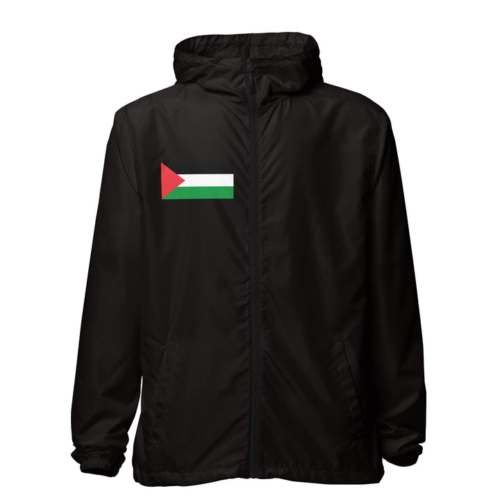 Palestine Flag - Men’s Lightweight Zip-Up Windbreaker, Lightweight Zip Up Windbreaker Black