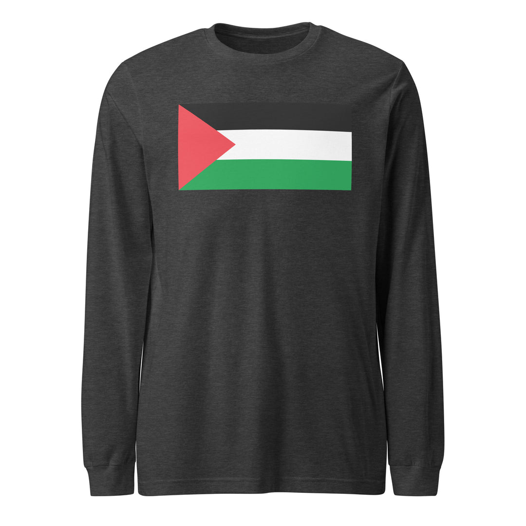 Palestine Flag - Men’s Long Sleeve Shirt, Dark Grey Heather