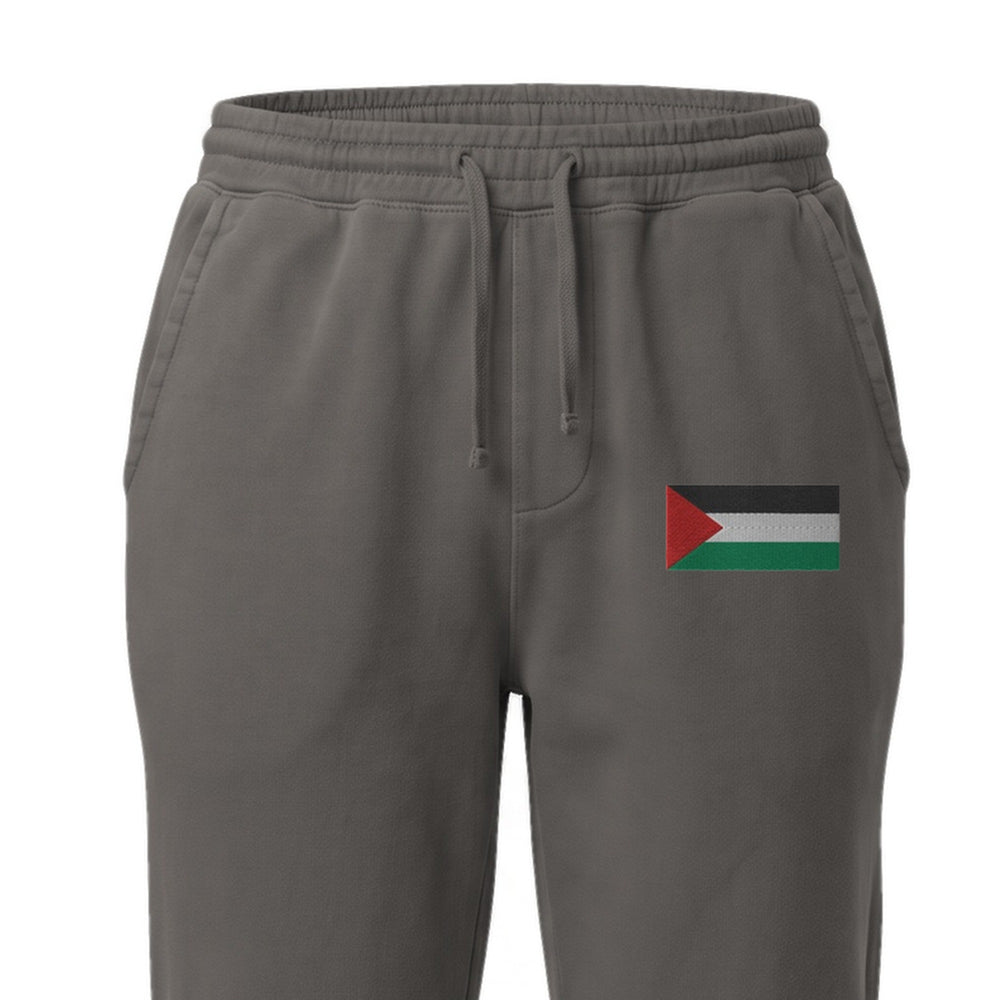Palestine Flag - Men’s Pigment-Dyed Sweatpants, Pigment Dyed Sweatpants Pigment Black Zoomed In