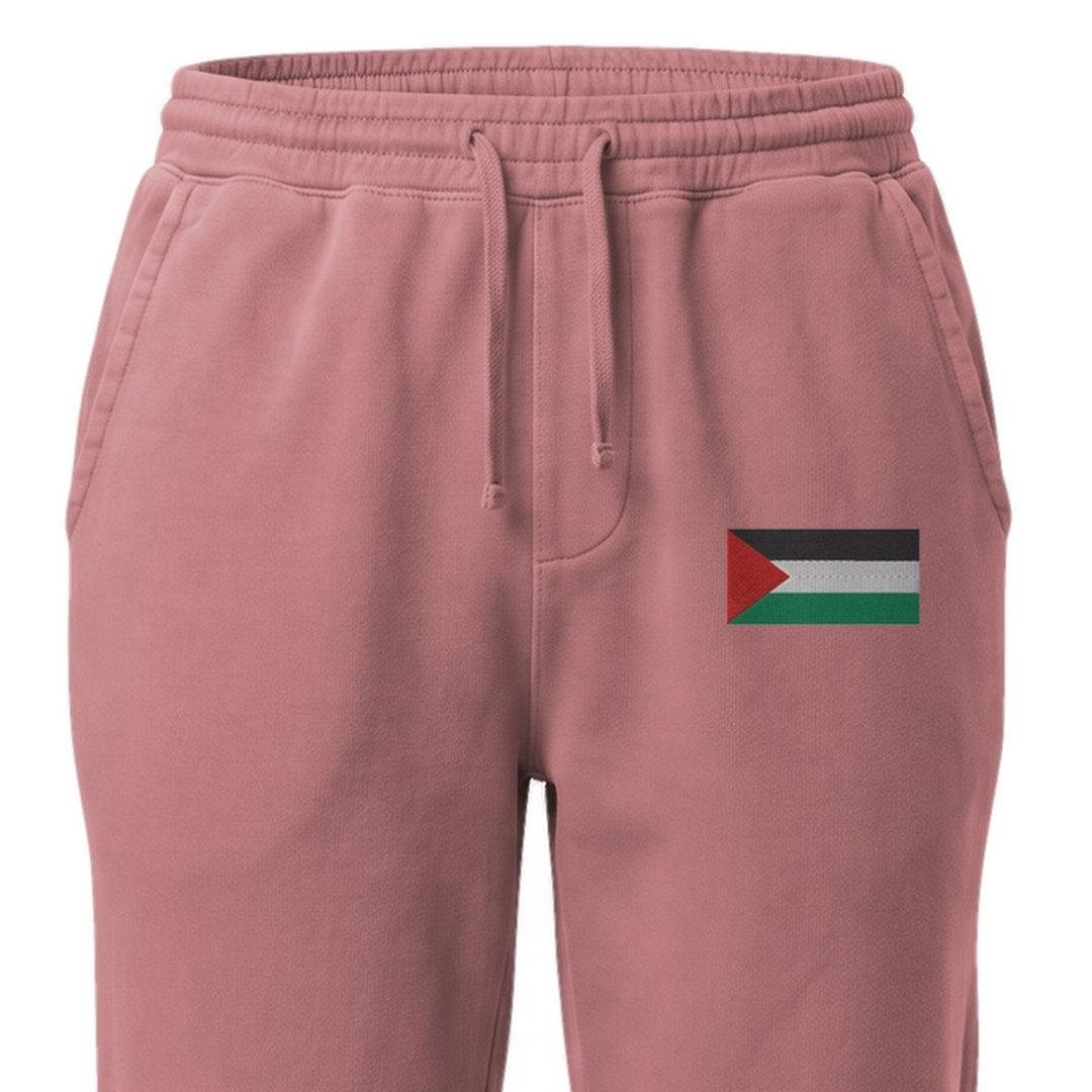 Palestine Flag - Men’s Pigment-Dyed Sweatpants, Pigment Dyed Sweatpants Pigment Maroon Zoomed In