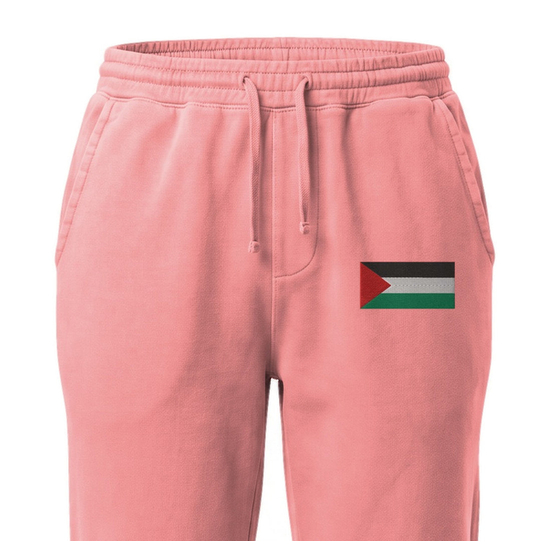 Palestine Flag - Men’s Pigment-Dyed Sweatpants, Pigment Dyed Sweatpants Pigment Pink Zoomed In