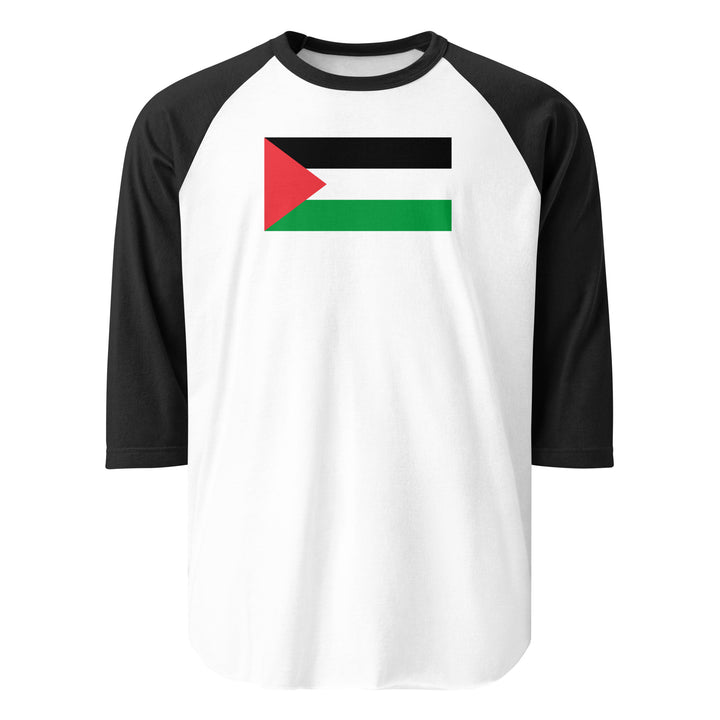 Palestine Flag - Men’s ¾ Sleeve Raglan Shirt, 34 Sleeve Raglan Shirt White Black