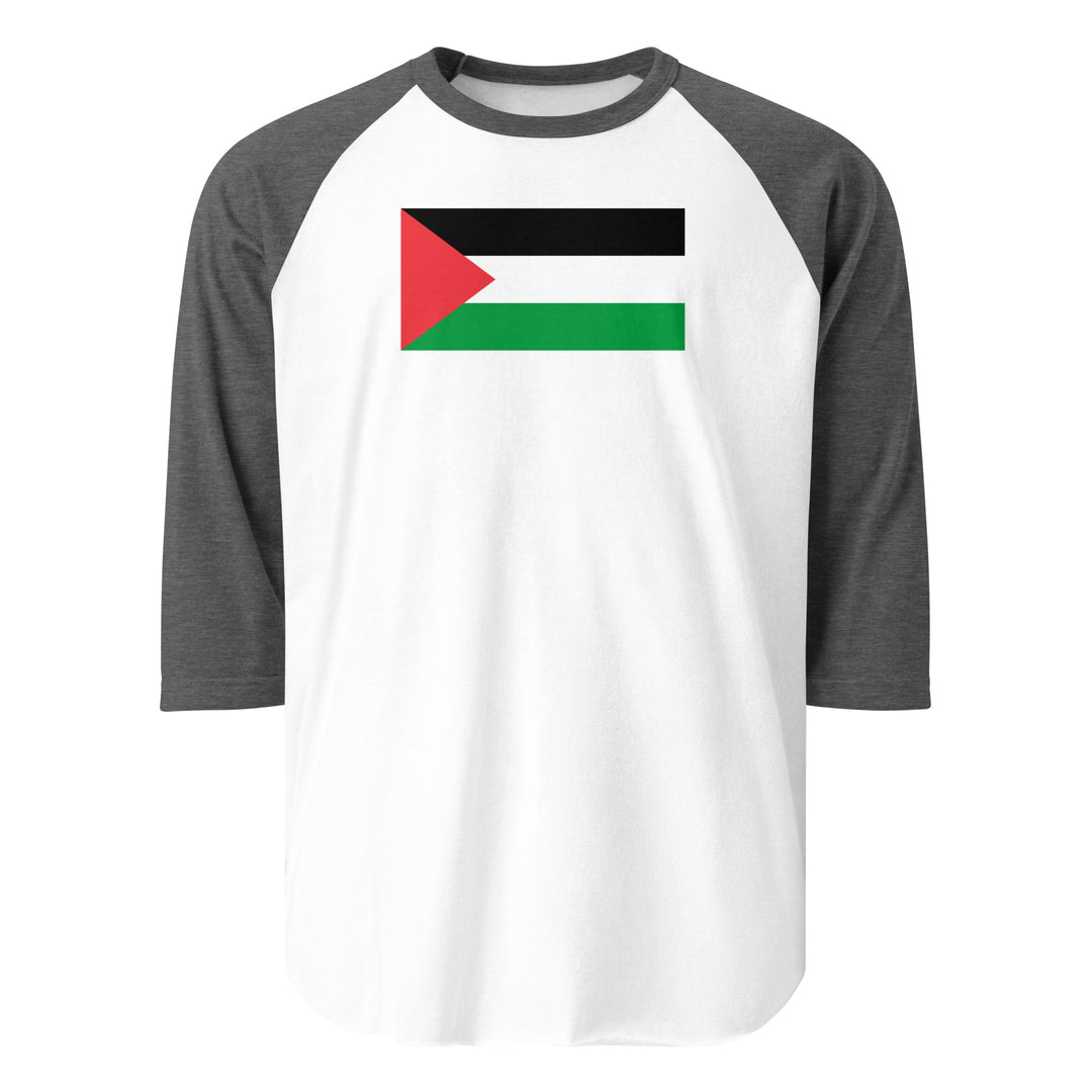 Palestine Flag - Men’s ¾ Sleeve Raglan Shirt, 34 Sleeve Raglan Shirt White Heather Charcoal
