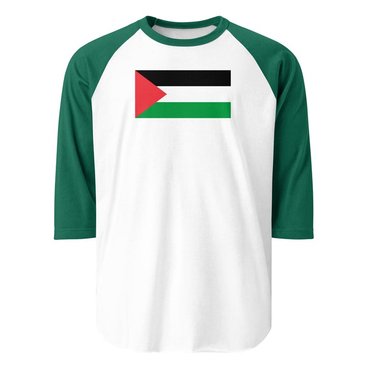Palestine Flag - Men’s ¾ Sleeve Raglan Shirt, 34 Sleeve Raglan Shirt White Kelly