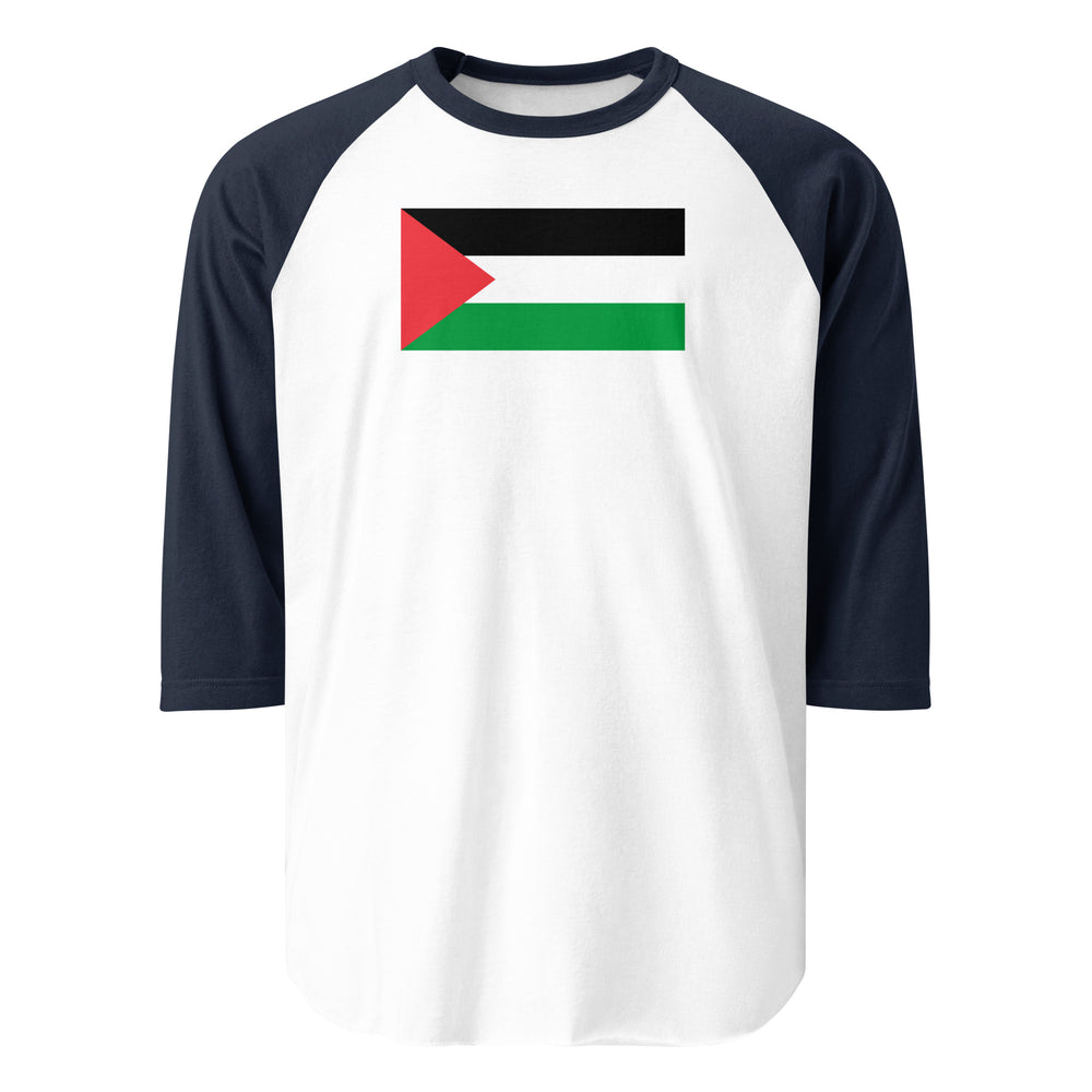 Palestine Flag - Men’s ¾ Sleeve Raglan Shirt, 34 Sleeve Raglan Shirt White Navy