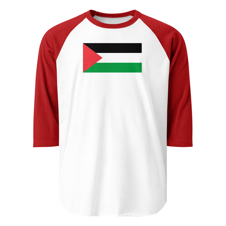 Palestine Flag - Men’s ¾ Sleeve Raglan Shirt, 34 Sleeve Raglan Shirt White Red