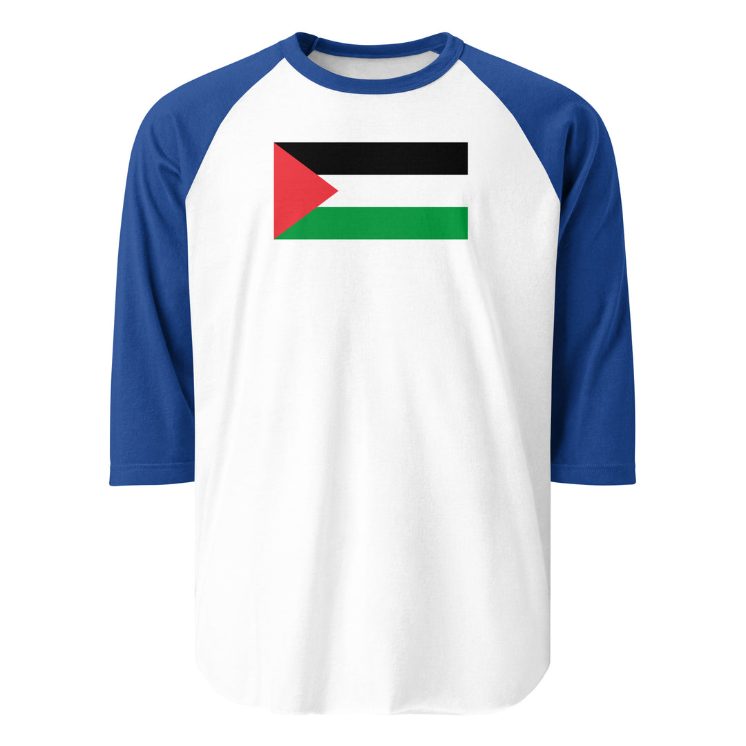 Palestine Flag - Men’s ¾ Sleeve Raglan Shirt, 34 Sleeve Raglan Shirt White Royal