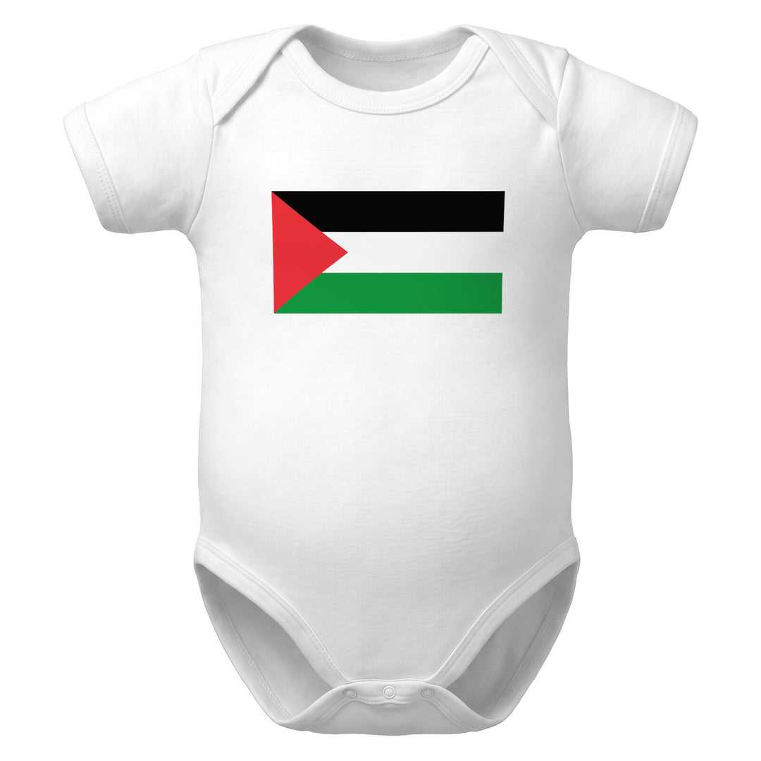 Palestine Flag - Organic Cotton Baby Bodysuit, Cotton Baby Bodysuit White