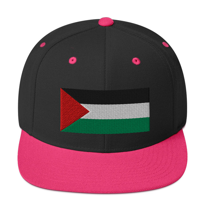 Palestine Flag - Snapback Hat, Snapback Black Neon Pink