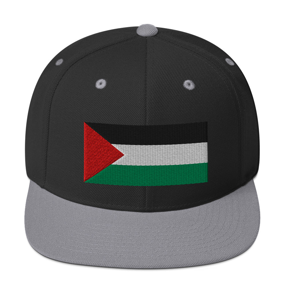 Palestine Flag - Snapback Hat, Snapback Black Silver