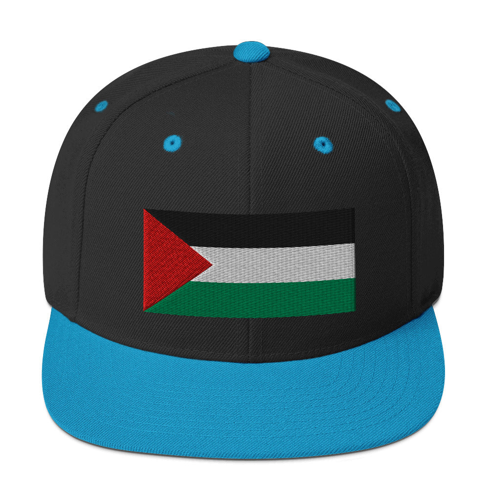 Palestine Flag - Snapback Hat, Snapback Black Teal