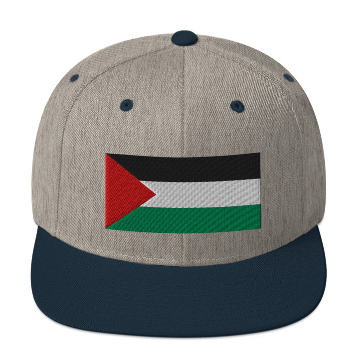 Palestine Flag - Snapback Hat, Snapback Heather Grey Navy