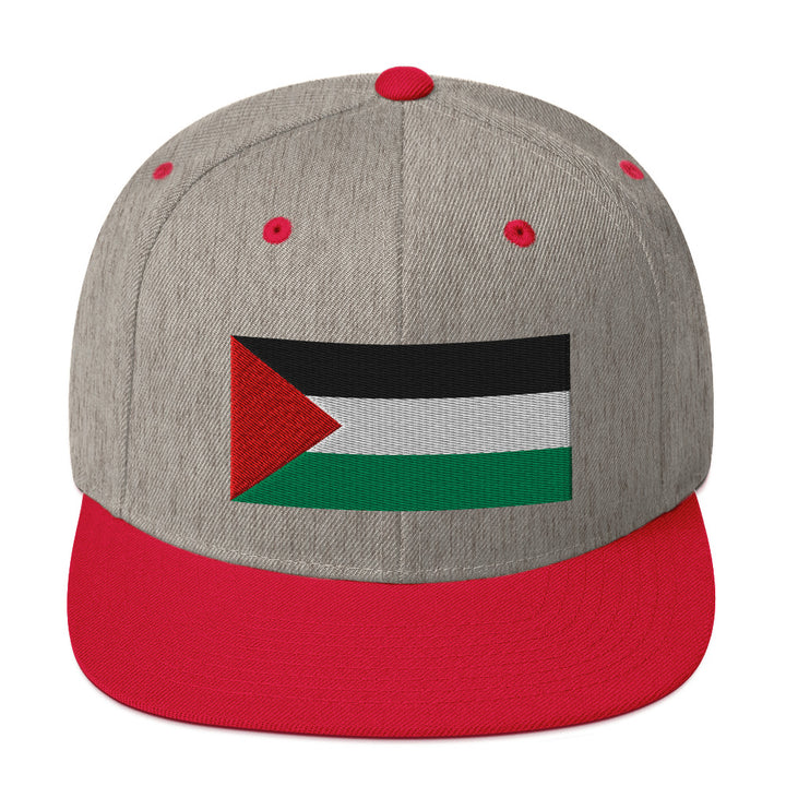 Palestine Flag - Snapback Hat, Snapback Heather Grey Red