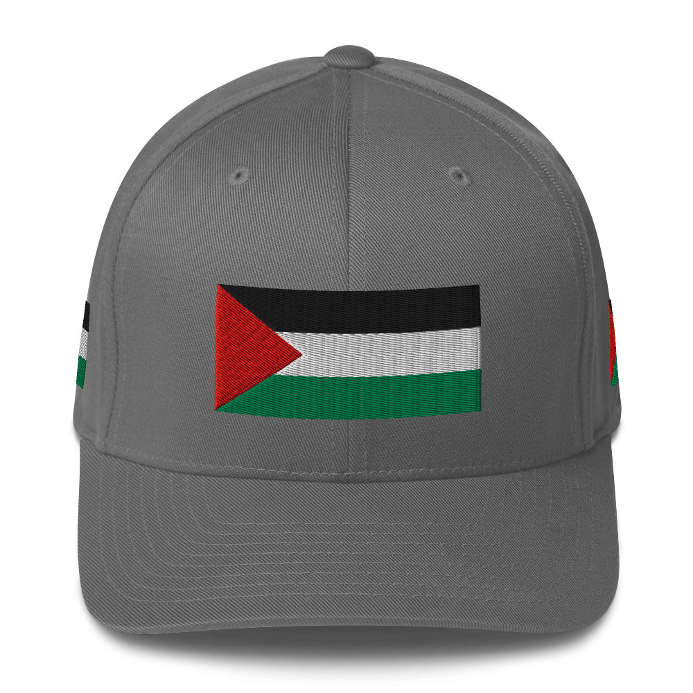 Palestine Flag - Structured Twill Cap, Closed Back Structured Cap Grey