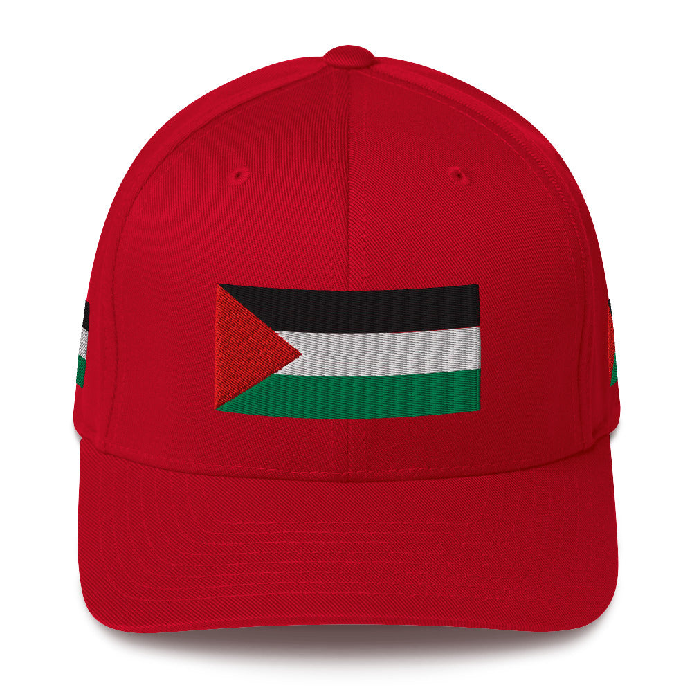 Palestine Flag - Structured Twill Cap, Closed Back Structured Cap Red
