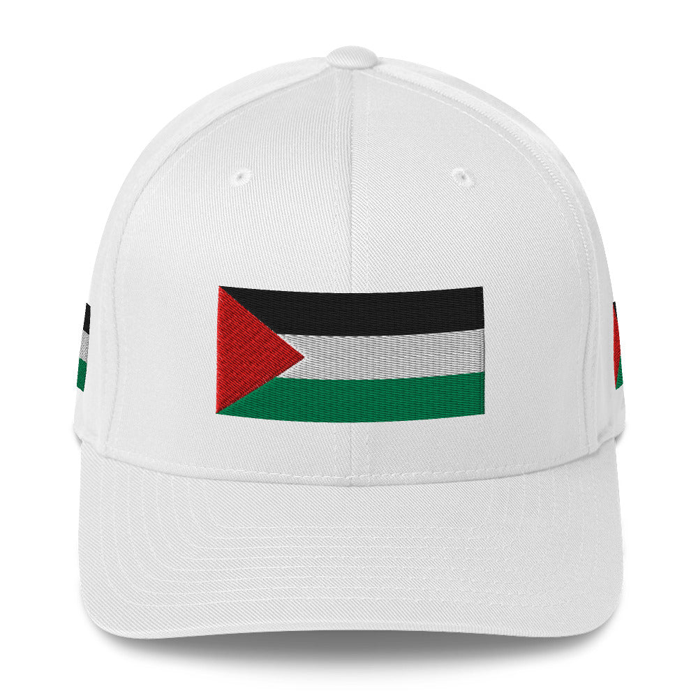 Palestine Flag - Structured Twill Cap, Closed Back Structured Cap White