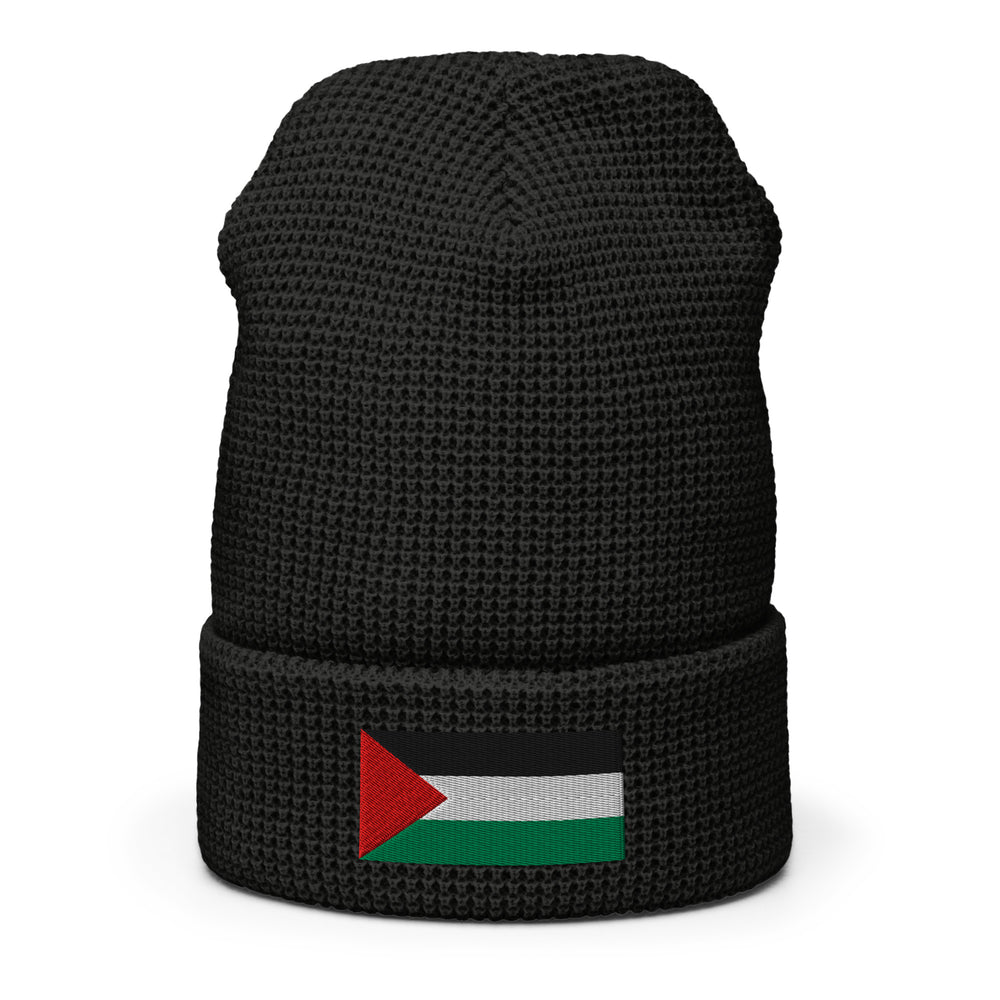 Palestine Flag - Waffle Beanie, Black Front 2