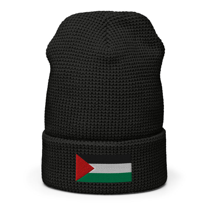 Palestine Flag - Waffle Beanie, Black Front 2