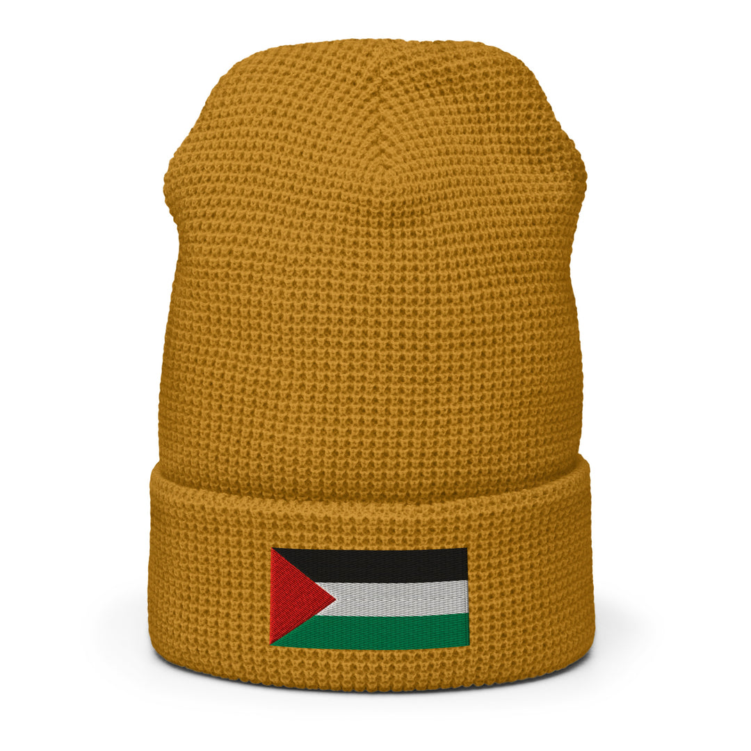 Palestine Flag - Waffle Beanie, Camel Front 2