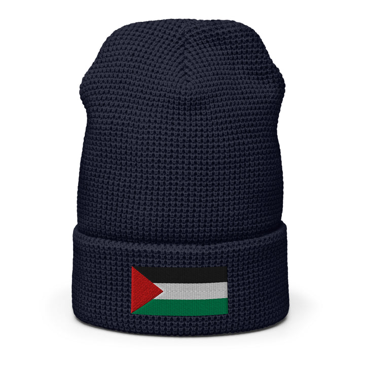Palestine Flag - Waffle Beanie, Navy Front 2