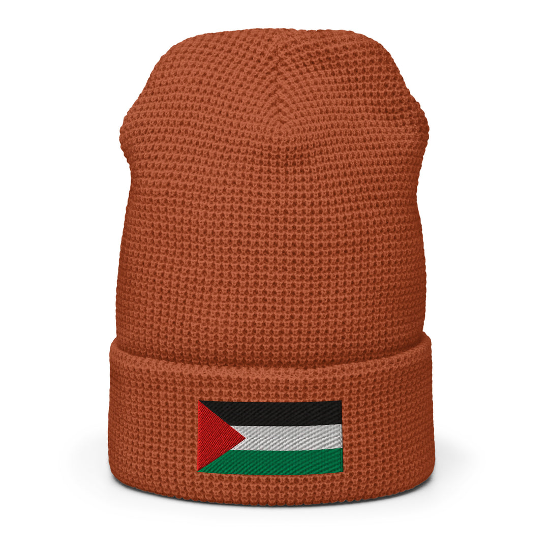 Palestine Flag - Waffle Beanie, Rust Front 2