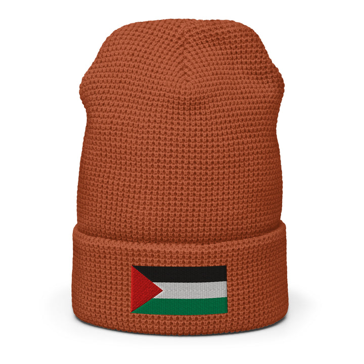 Palestine Flag - Waffle Beanie, Rust Front 2