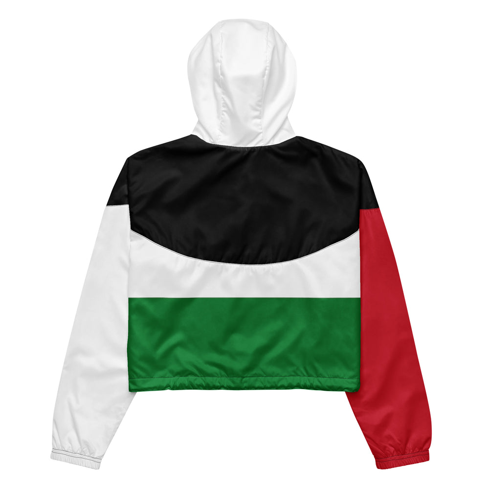 Palestine Flag - Women’s Cropped Windbreaker, Womens Cropped Windbreaker Black