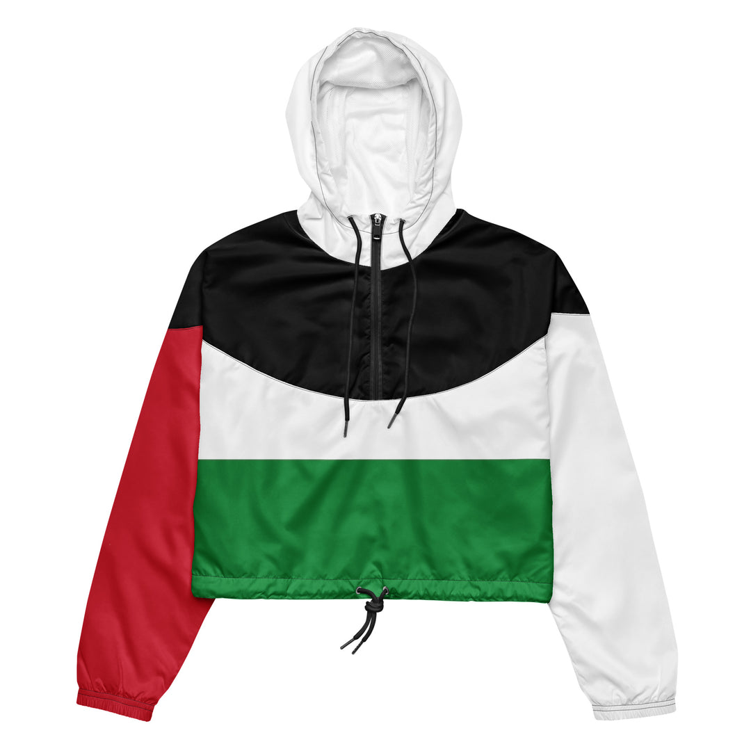 Palestine Flag - Women’s Cropped Windbreaker, Womens Cropped Windbreaker Black