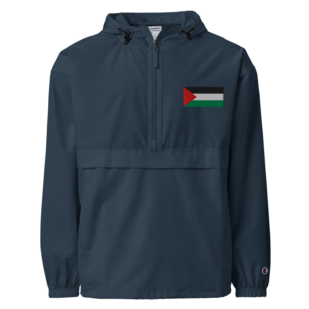 Palestine Flag - Women’s Embroidered Champion Packable Jacket, Embroidered Champion Packable Jacket Navy