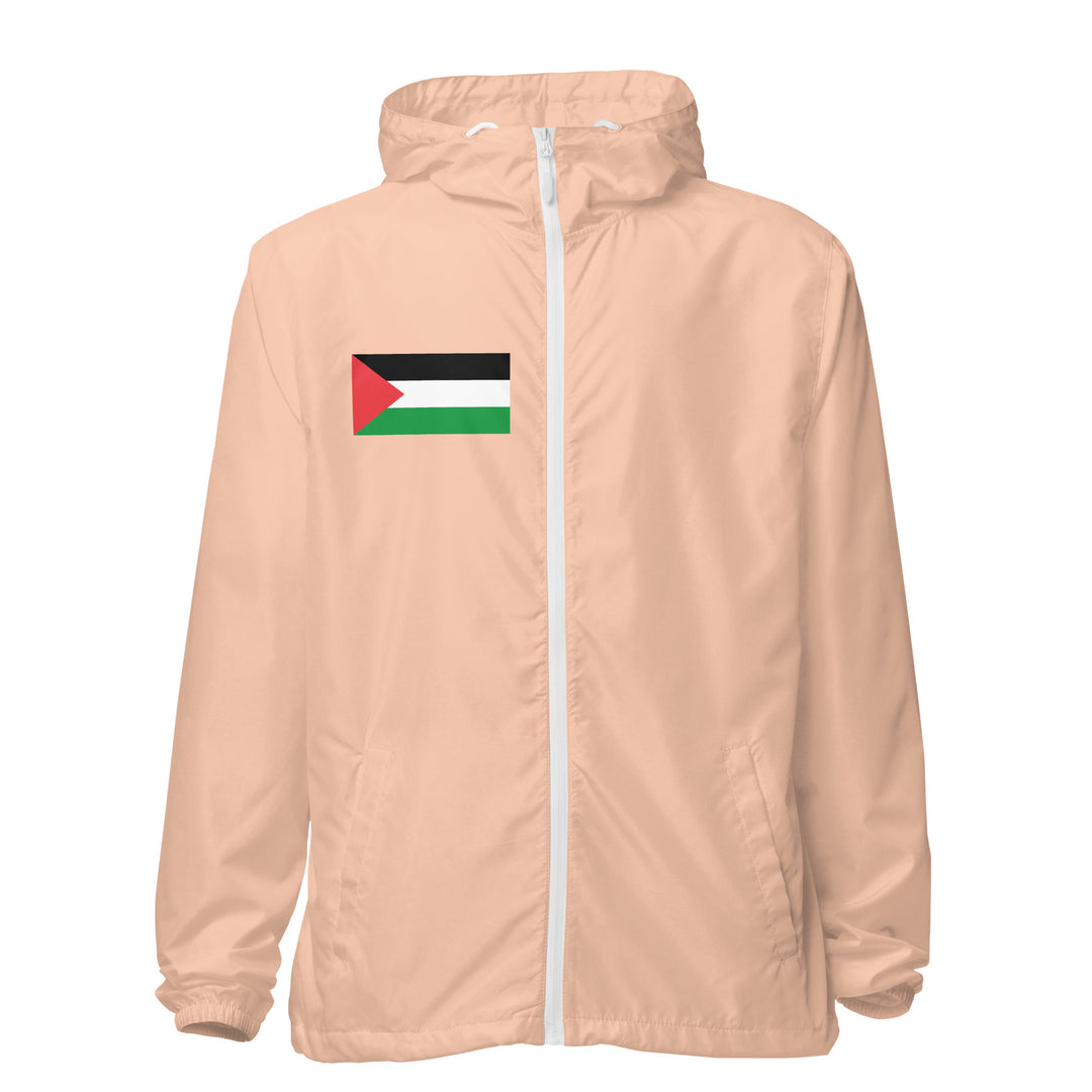 Palestine Flag - Women’s Lightweight Zip Up Windbreaker, Lightweight Zip Up Windbreaker Blush White Zipper