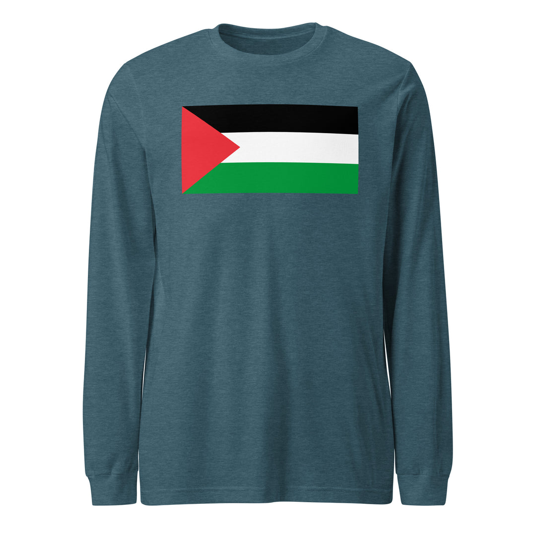 Palestine Flag - Women’s Long Sleeve Shirt, Heather Deep Teal