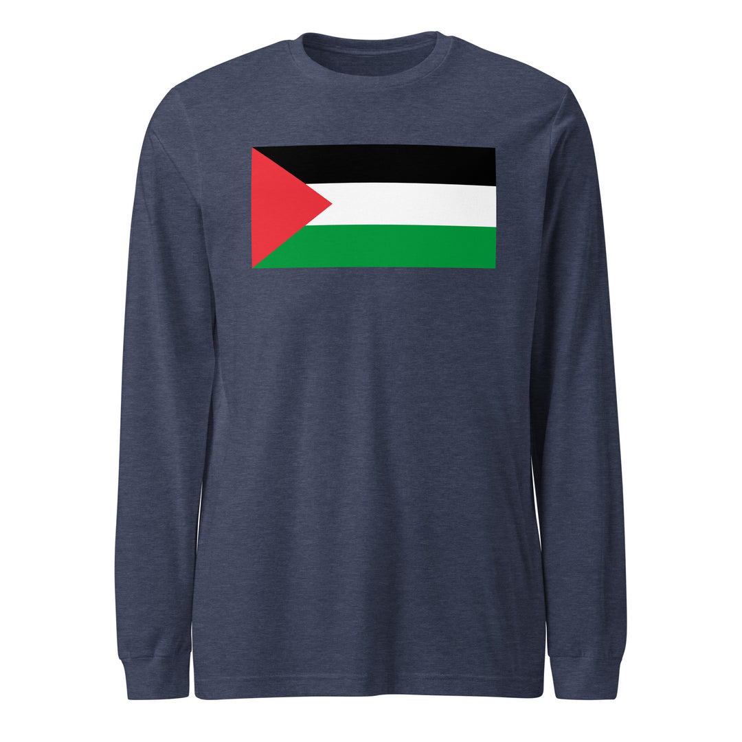 Palestine Flag - Women’s Long Sleeve Shirt, Heather Navy