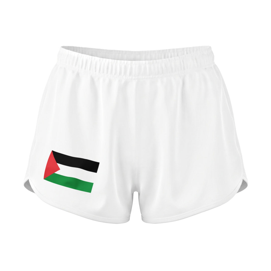 Palestine Flag - Women’s Recycled Athletic Shorts, White