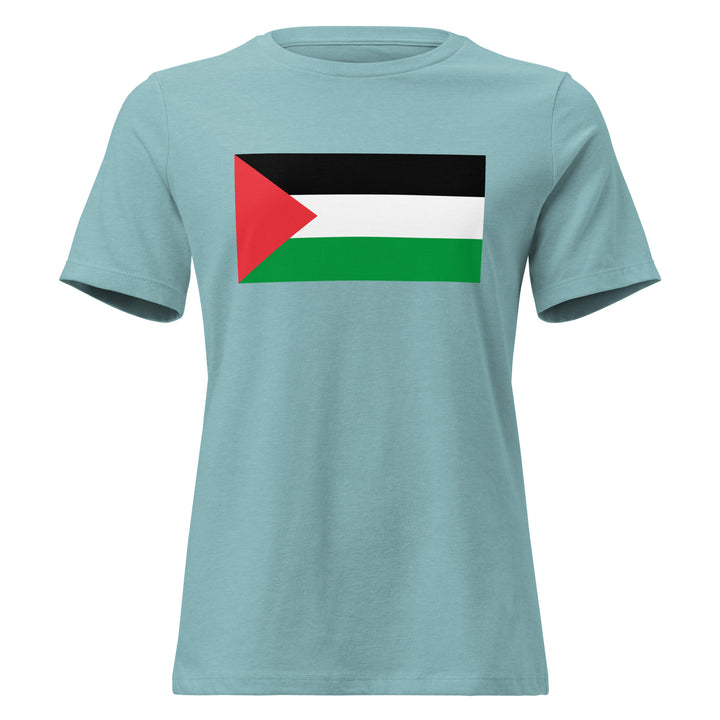 Palestine Flag - Women’s Relaxed T-Shirt, Womens Relaxed T Shirt Heather Blue Lagoon