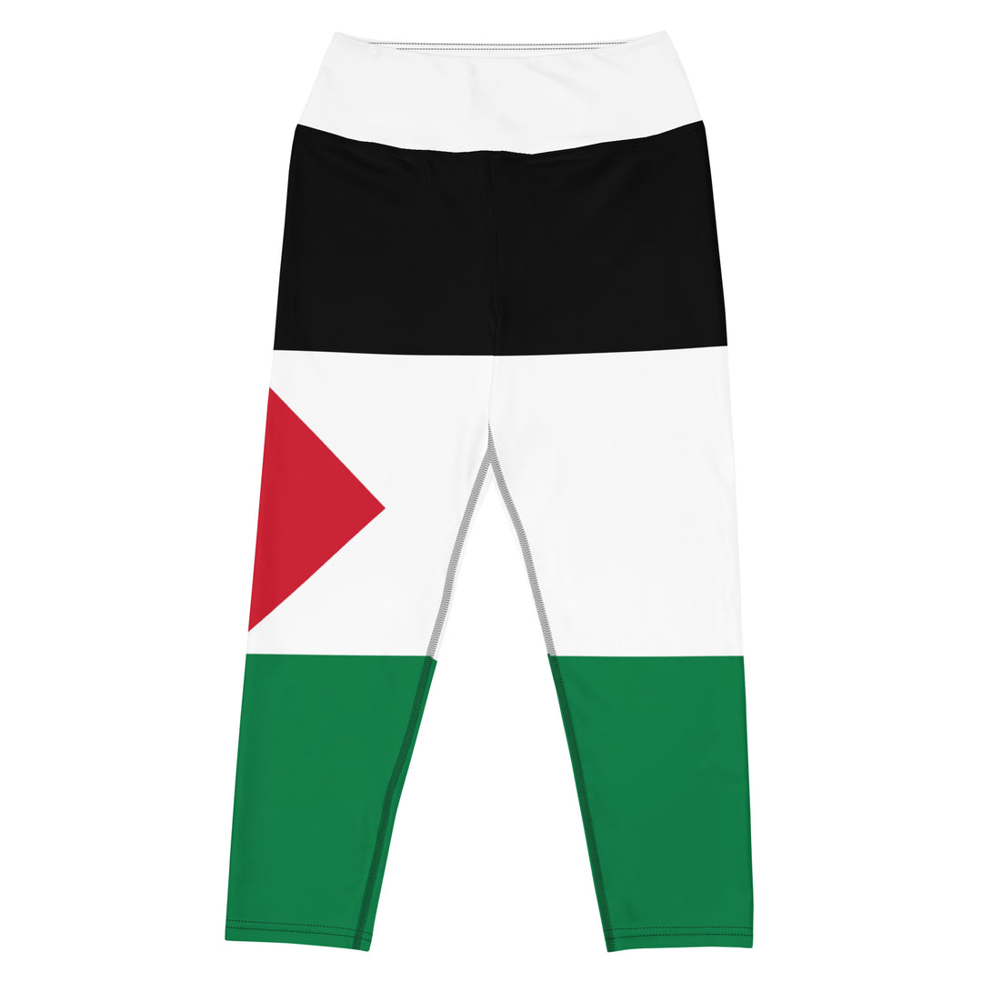 Palestine Flag - Yoga Capri Leggings, Capri Leggings White