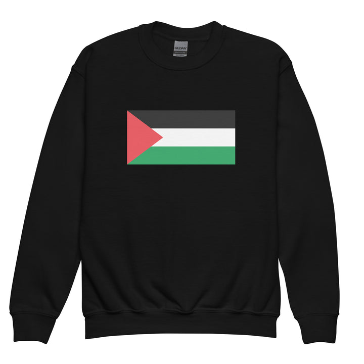 Palestine Flag - Youth Crewneck Sweatshirt, Black