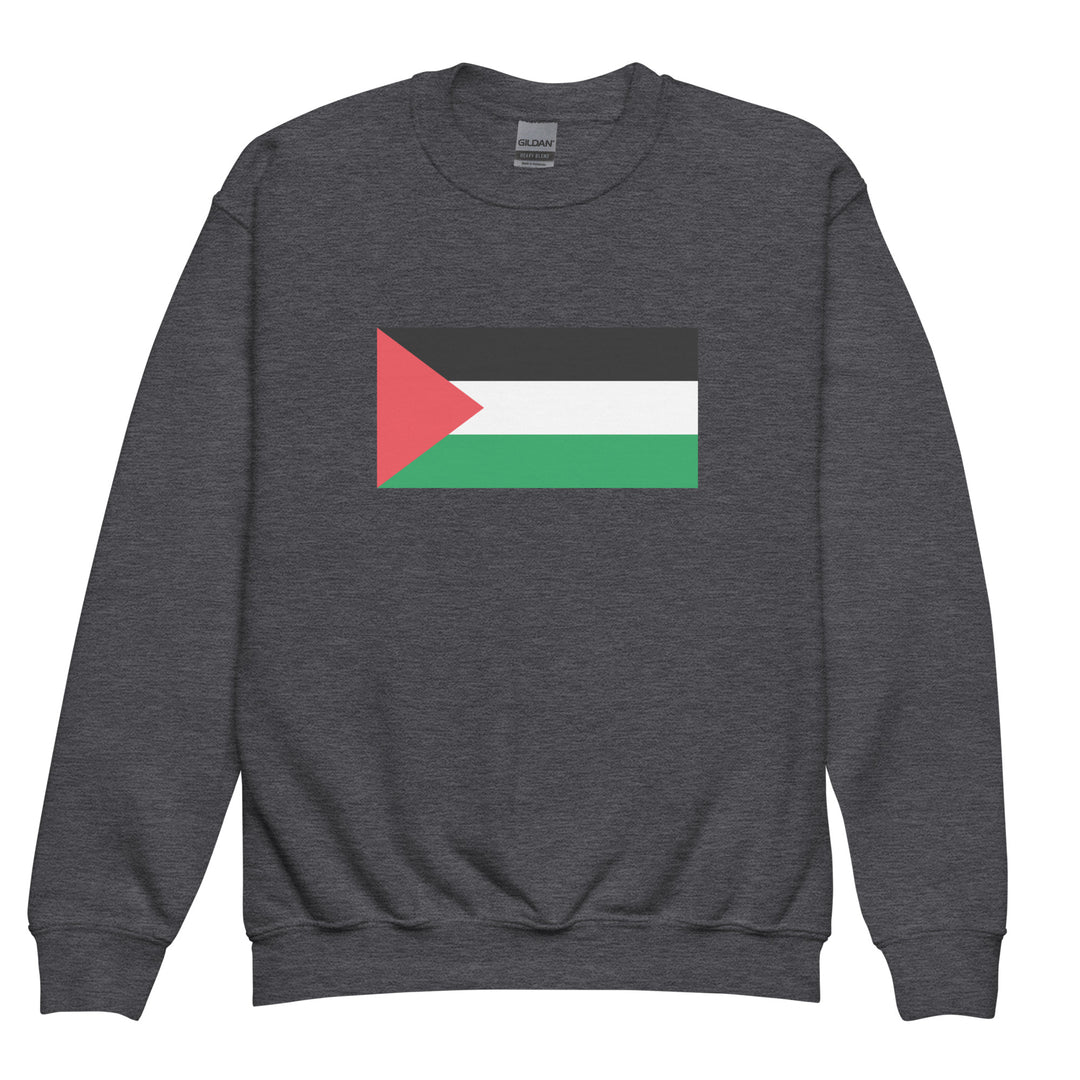 Palestine Flag - Youth Crewneck Sweatshirt, Dark Heather